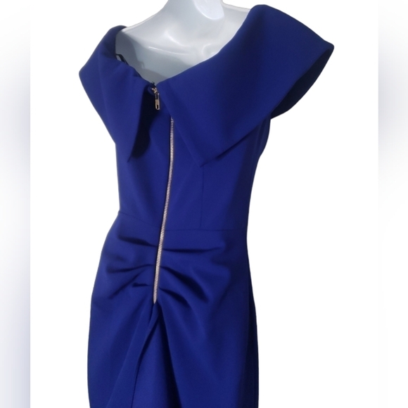 Betsy & Adam Off-the-Shoulder Scuba Mermaid Gown  Dress - Women's - Picture 10 of 13